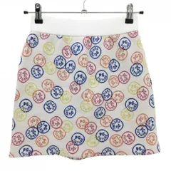 【新品】パーリーゲイツ ニットスカート 白×マルチカラー ロゴ総柄 レディース 0(S) ゴルフウェア PEARLY GATES