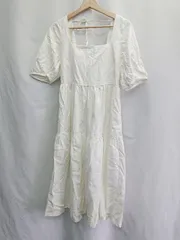 ◇ ◎●未使用●⊂ UNIQLO ユニクロ ベーシック 半袖 ロング ワンピース サイズM ホワイト系 レディース E  【1505220003330】