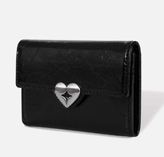 韓国fennec フェネック　ブラック　シルバー HEARTY FLAP WALLET 三つ折財布
