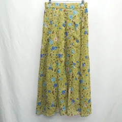 ◇ ⊂ ROSE BUD 総柄 ロング丈 フレア スカート サイズF グリーン ブルー レディース E  【1501160002051】
