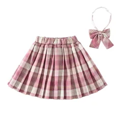 ☆ タイプG ☆ 140cm ☆ キッズ プリーツ スカート リボンタイ 2点セット gsk6027 女の子 キッズ プリーツスカート スクールスカート ミニスカート スカート ボトムス チェック柄 子供 子ども 卒業式 入学式 リボンタイ 2点セット