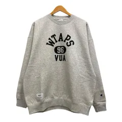 ダブルタップス WTAPS ×チャンピオン Champion Academy トレーナー 長袖 クルーネック ロゴプリント コットン混 C8-B024 L グレー 黒 ブラック