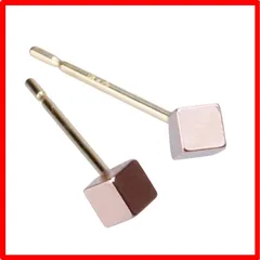 【送料無料 】スモール - ピンクゴールド LOKUMI ピアス 日本製 18金 K18ポスト K18 金属アレルギー対応 キューブ 四角 レディース シンプル