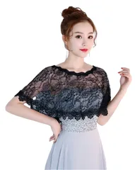 レースケープ パーティー ボレロ 結婚式 ウエディング フォーマル 二次会 発表会 ドレス フラダンス ショー (ブラック) [ブラック] [Free Size]