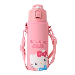 サンリオ(SANRIO) カバー付きステンレスボトル ハローキティ 子供 保冷専用 容量:470mL 名前スペース付き ワンタッチオープン 直飲み 090921 のサムネイル