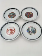【K-1174】九谷焼 銘々皿 模様違い 4枚セット