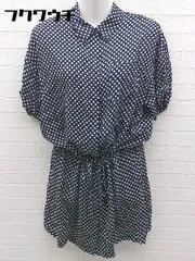 ◇ NATURAL BEAUTY BASIC ドット 水玉 半袖 ミニ シャツ ワンピース サイズM ネイビー レディース 【中古】 【1002800727001】