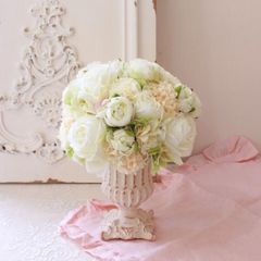 フラワーアレンジ 薔薇 ローズ 母の日 ギフト（クリームラウンド） インテリア アレンジ アートフラワー バラ かわいい 贈り物 お祝い フラワーアレンジ フラワーギフト インテリアフラワー
