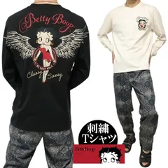 ベティーブープ ベティブープ コラボ Tシャツ/ロンT 長袖 刺繍 BETTY BOOP ウイング/翼 キャラクター メンズ/レディース/ユニセックス ブラック/ナチュラル サイズM-L-XL-XXL BBN-2514 ネバーマインド
