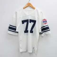 M/古着 ラッセル 半袖 ビンテージ フットボール Tシャツ メンズ 90s AAYFL　77 メッシュ地 Vネック 白他 ホワイト 25jul28 中古のサムネイル