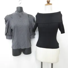 グレイル GRL イートミー EATME ニット 2枚セット 半袖 オフショル ショルダーカット 黒 グレー ブラック F