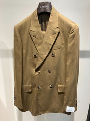 【新品】CARUSO Macbeth Double-Breasted Cotton Blend Suit in Khaki　メンズ　スーツ　カーキ