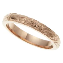 ハワイアンジュエリーリング レディース メンズ サージカルステンレス316L キュービックジルコニア 甲丸 ピンクゴールド ピンキーリング 小指 お肌に優しい 金属アレルギー対応 ペアリングにも