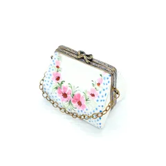 リモージュボックスヒンジ付き 手描き 小物入れ上品な瑠璃紺と優美な金盛り