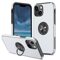 新品 シルバー - ハードカバー 落下防止 薄型 防塵 スタンド機能 車載ホルダー対応 360度回転磁性金属指リングホルダーカメラ保護 耐衝撃 TPU+PC 保護ケース 用の 14 iPhone 対応 ケース EYZUTAK
