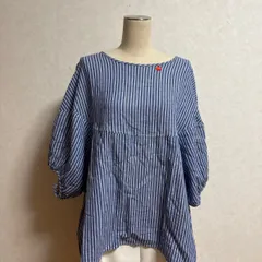 KN3063 ＊4.L 大きいサイズ　柔らか　綿麻ボリューム袖チュニック　縫製不良あり　中古