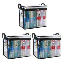 新品 koundeneko コミック収納ケース 3個セット 本用 透明収納袋 持ち手付き 防水透明収納バッグ 立て式 大容量 除湿 ホコリ防止 おもちゃ収納 衣類収納 衣装ケース 本/漫画/マンガ/コミック/単行本収納 多機能収納ケース ボックス ファスナー付