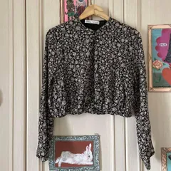 @ ZARA ザラ BASIC ベーシック 花柄 フラワー ブラウス シャツ トップス お呼ばれ　デート　オフィスカジュアル　食事会　小花柄