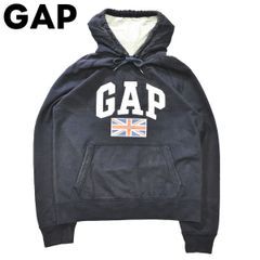 ギャップ GAP ビッグ 刺繍ロゴ入り スウェット パーカー M ネイビー