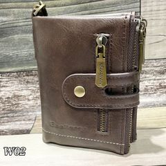 【 送料無料 】W02 二つ折り財布 (茶) ウォレットチェーン メンズ財布 新品 未使用 人気 アメカジ 財布