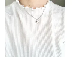 ネックレス　シルバー　ロング　チェーン　金属アレルギー　ステンレス　ハート　韓国