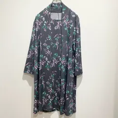 noa-ge ノアジェ　レディース　ワンピース　フレアワンピース　ミモレ丈 　長袖　羽織り風デザイン　花柄　総柄　グレー　ピンク　グリーン　マルチカラー　Lサイズ　ゆったり　おしゃれ　個性派　シック　SU424h854