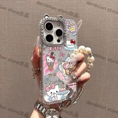 スマホケース　キティーちゃん　透明　ストラップ付き　iPhone対応　アイフォンケース　iPhone16pro/16promax/15/14/13/12/11　可愛いケース　海外限定　新品未使用