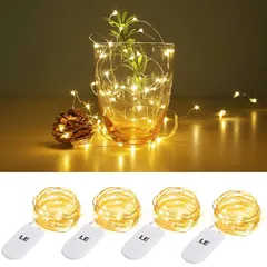 Lighting EVER LEDストリングライト 電池式フェアリーライト LEDイルミネーション 1m 20LED 電球色 防水銅線ワイヤー ハロウィン 飾り付け クリスマス飾り 結婚式 パーティー 装飾ライト クリスマスツリー電飾 おしゃれ 4個パック 1