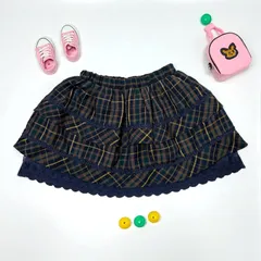 アクシーズファムキッズ　axesfemmeKIDS　スカート　チェック柄　レース　子供服　120