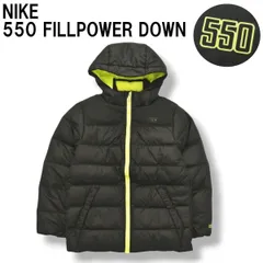 ナイキ NIKE フーデット ダウン ジャケット 550 フィルパワー M ブラック x ネオングリーン キッズ ♪