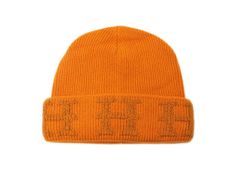 未使用　エルメス　ニット帽　カシミヤ100%　オレンジ　＃XL　Hマーク　ロゴ　帽子　ニットキャップ