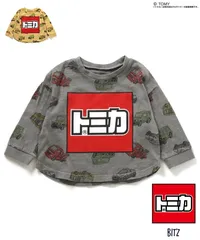 新品 BIT'Zビッツ【トミカコラボ】2025年春夏 総柄製品染め長袖Tシャツ100cm110cm120cm チャコール色のみ ベビーキッズ F.O.インターナショナル