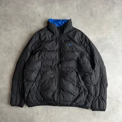 00s/NIKE/ナイキ/中綿ジャケット/リバーシブル/両面/ツートーン/バイカラー/スタンドカラー/立ち襟/スウッシュロゴプリント/ブラック/黒/ブルー/XL/jmaple