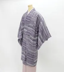 単衣  道中着 新品仕立済 正絹 単衣 唐花横縞模様 道中着 薄物コート 新品 仕立て上がり j3003