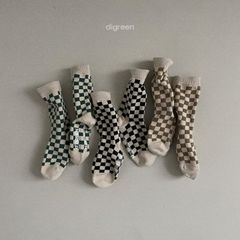 digreen / チェッカー柄キッズソックス　3足セット 韓国ソックス