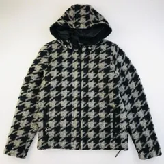 美品★ハイドロゲン × ルイジビアンキマントヴァ★コラボ メンズ ウール フード付き 千鳥格子総柄 ジップ ジャケット (48) ブランド メンズ アウター 秋冬物 グレー ブラックのサムネイル