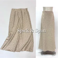 22SS / Spick & Span / スピックアンドスパン / ドットストレッチサテンミディ丈スカート / ベージュ/ 36 / 水玉 /