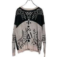 VANS ニット セーター XS ブラック ライトピンク バンズ 柄 古着卸 アメリカ仕入 a609-7037