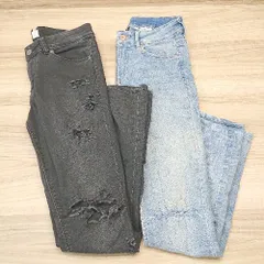 ◇ 《 H＆M エイチアンドエム まとめ売り2点セット サイズ38 ダメージ加工 無地 スキニーデニムパンツ レディース 》 E  【1305150013924】