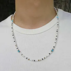 白 ビーズネックレス メンズ レディース ネイティブカラー アクセサリー