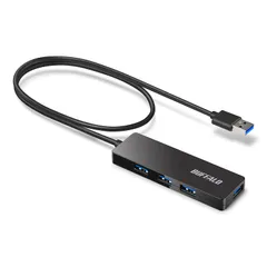 【迅速発送】バッファロー USB ハブ USB3.0 スリム設計 4ポート 60cm バスパワー 軽量 Windows Mac PS4 PS5 Chromebook 対応 テレワーク 在宅勤務 BSH4U12560U3BK