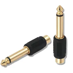 TUDOUZZZ イヤホンジャック 変換 プラグ ステレオミニプラグ 6.35mmオス-RCAメス変換アダプタ 金メッキオーディオアダプタ プラグコネクタ オーディオプラグ変換プラグ RCAジャック 2個入り 1