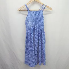 ◇ Θ 美品 ZARA ザラ チェック柄 ノースリーブ ミニ丈 キャミソール風ワンピース サイズ13 14 ブルー系 レディース E  【1507160022426】