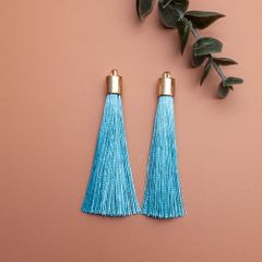 ＊5個＊ タッセル ロング スカイブルー ポリエステル糸 糸タッセル ピアスやチャーム作りなどに ta023b