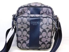 COACH コーチ ■ F70589 シグネチャー ヘリテージ ストライプ PVC クロスボディ ショルダーバッグ 斜め掛け ブラック□7F