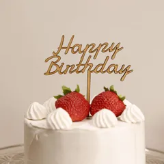 メルカリ便 ① HappyBirthday 10cm ケーキトッパー 誕生日 木