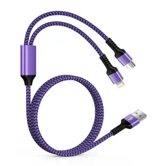 【数量限定】マルチケーブル 1本2股/1.2m/5.4A 2台同時急速充電 ライトニングケーブルとUSB-Cケーブル iPhoneとAndriod 充電ケーブル 多機能スマホ充電コード 2in1 Lightning&Type-C アイフォン急速ケーブル to