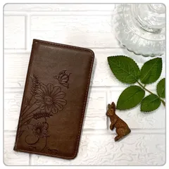 スマホケース iPhoneケース アンドロイド 全機種対応 手帳型 手帳ケース 花柄 花 蝶 バタフライ ブラウン 茶色