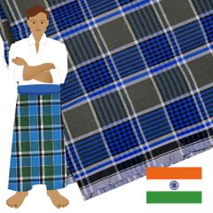 【商用可】インドのボトムズ ルンギ布「STITCHED（縫い合わせ済み）」75