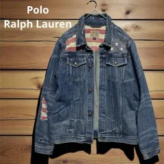 ポロラルフローレン デニムジャケット ダメージ加工 パッチワーク サイズ170